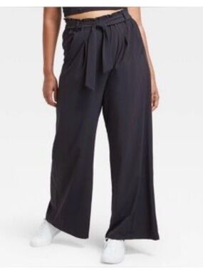 🌸 High-Waist Wide Leg Tie-Waist Pants - Black